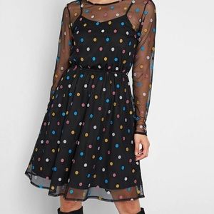 New + Never Worn, ModCloth Sheer Polka Dot Dress, Long Sleeve, XL